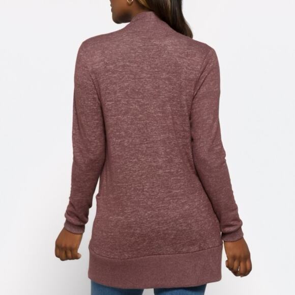 Bobeau XL Jemmy Heathered Purple Brushed Open Front Drape Cardigan Sweater - Picture 3 of 12